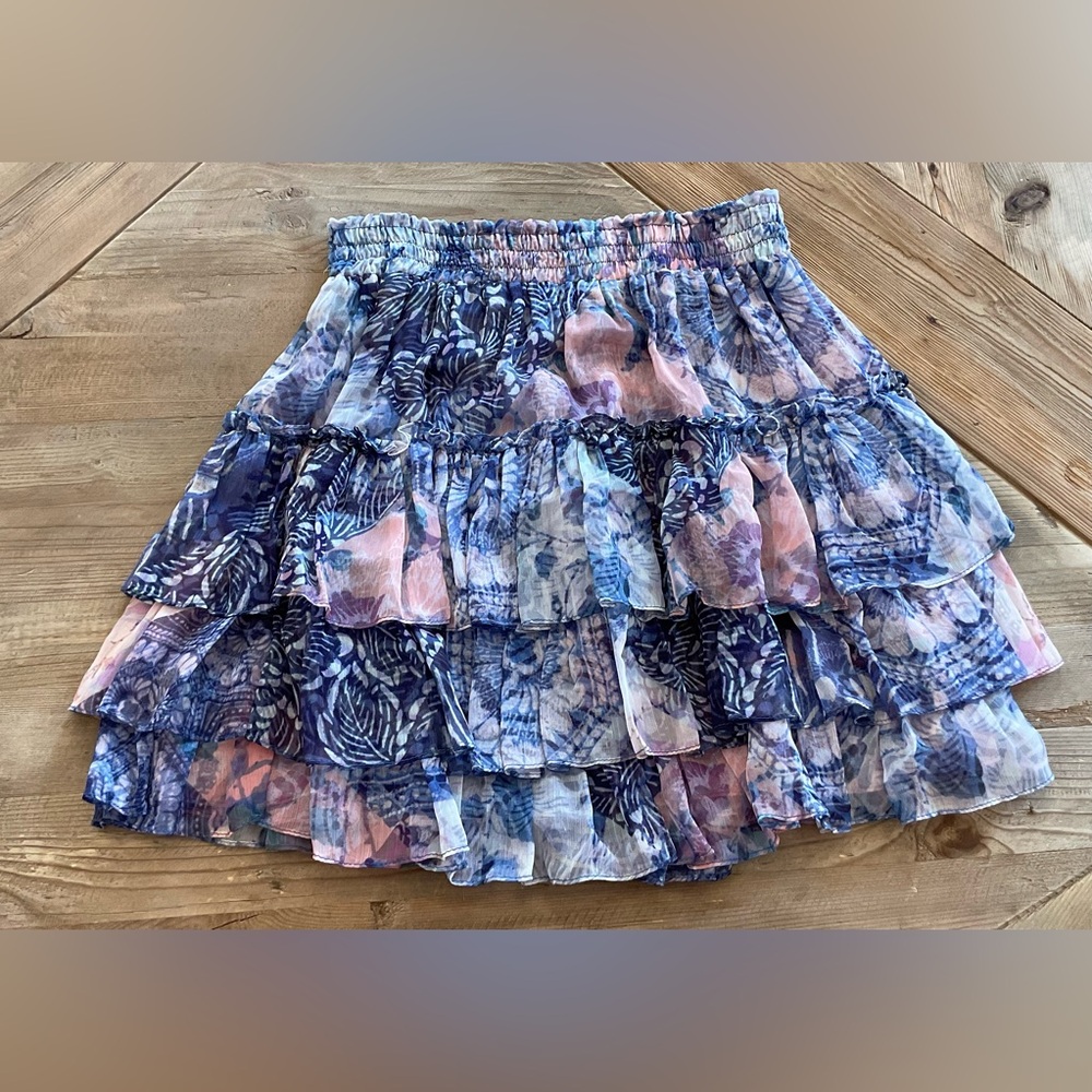 MISA Los Angeles Malia Ruffle Mini Skirt -‎ Namaskar Patchwork